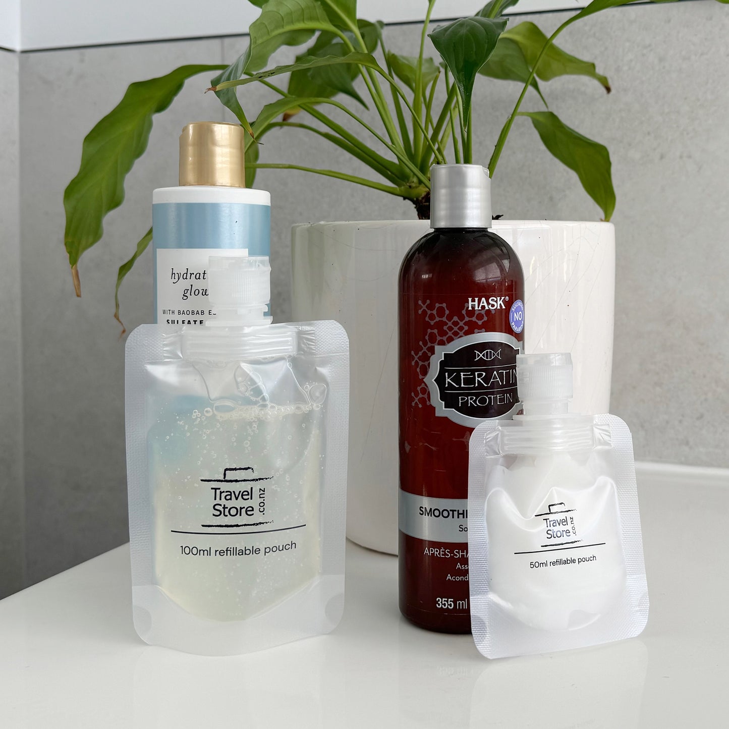 Shampoo and lotion bottles