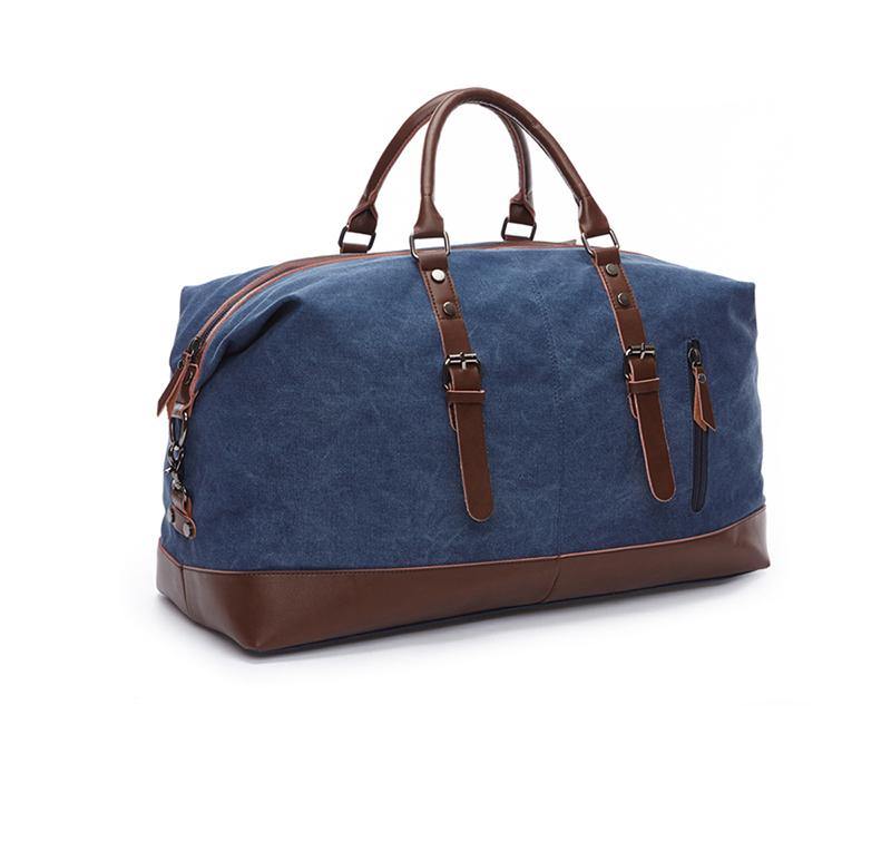 Blue canvas weekend bag